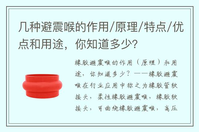 幾種避震喉的作用/原理/特點/優(yōu)點和用途，你知道多少？